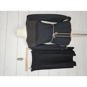 Vintage 70s/80s black with brown details knit sweater & skirt set